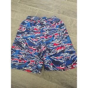 Under Armour Kids Swim Trunks Shorts Blue Red Camo‎ Elastic Waist Size 7